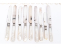 Set Of Antique English Mother Of Pearl Handled Knives, 28 Pieces