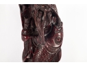 Chinese Carved Wood Figure Of Shou Lao With Carp