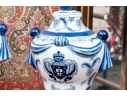 Pair Of Decorative Chinese Export Armorial Lidded Urns