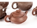 Collection Of Five Traditional Chinese Yixing Zisha Clay Teapots