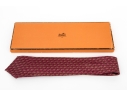 Hermes Burgundy And Gold Anchor Motif Silk Tie, With Box