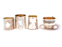Five Piece Collection Of Silver Plated Cups, With A Saucer