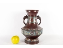Chinese Archaic-Style Brass And Cloisonné Enamel Hu Vase