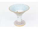 Rare Herend Hungary Hand-Painted Porcelain Reticulated Compote, Rothschild Bird (RO) Pattern