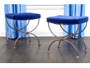 Pair Of Custom Upholstered Iron Neoclassical Style Stools