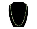 Fabulous Retro Opera Length Nephrite Jade And Corrugated Gold Bead Necklace
