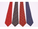 Four Beautiful Salvatore Ferragmo Mens Silk Neck Ties, Made In Italy (golf)