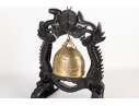 Brass Temple Bell With Dragon Motif Stand