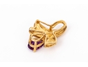 14k Yellow Gold Contemporary Pear Amethyst Swirl Pendant