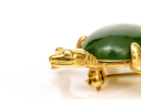 14k Yellow Gold Charming Vintage Green Nephrite Jade Turtle Motif Brooch