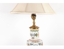Chinese Famille Rose Porcelain Lamp On Wooden Base