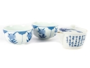 Japanese Blue And White Porcelain Sugar Bowl And Teacups Set