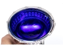 Antique English Silverplate And Cobalt Glass Serving Bowl 