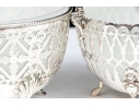 Compatible Pair Of Antique Sterling Silver And Silverplate With White Opaline Glass Baskets