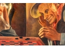 A. Lorenz Signed Oil On Canvas, Men Playing Checkers