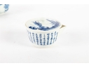Japanese Blue And White Porcelain Sugar Bowl And Teacups Set