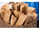 Twin Handled Wicker Storage Basket With Wood