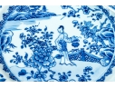 Set Of Seven Antique Chinese Export Blue And White Canton Pattern Porcelain Plates