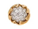 Van Cleef & Arpels 18k Yellow Gold Stunning Vintage Pave Diamond Foliate Ring, Size 3.75