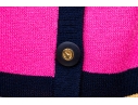 St. John Pink And Navy Blue Cardigan And Skirt Suit, Size 12