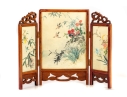 Miniature Chinese Hand-Painted Silk Folding Table Screen