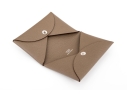 Hermes Taupe Leather Calvi Card Holder, With Box