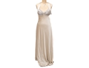 Fantastic Calvin Klein Beige Evening Gown With Lace Shoulder Cover, Size 12