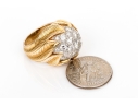 Van Cleef & Arpels 18k Yellow Gold Stunning Vintage Pave Diamond Foliate Ring, Size 3.75