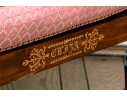 Mahogany And Cane Custom Upholstered Accent Armchair