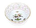 Herend Hungary Hand-Painted Porcelain Reticulated Bowl, Rothschild Bird (RO) Pattern