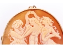 9k Yellow Gold Lovely Three Grace Motif Carved Cameo Brooch/pendant