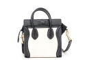 Celine Black And Soft White Leather Top Handle Bag, With Shoulder Strap