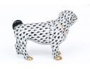 Herend Hungary Hand-Painted Porcelain Pug Figure – Black Fishnet Pattern