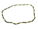 Fabulous Retro Opera Length Nephrite Jade And Corrugated Gold Bead Necklace
