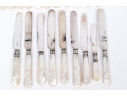 Set Of Antique English Mother Of Pearl Handled Knives, 28 Pieces