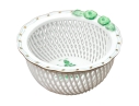 Herend Hungary Hand-Painted Porcelain Reticulated Basket, Green Chinese Bouquet Pattern