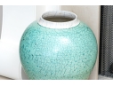 Studio Pottery Celadon Crackle Ceramic Jar