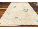 Hand Knotted Afgan Oushak Wool Room Size Carpet - 9' 1