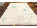 Hand Knotted Afgan Oushak Wool Room Size Carpet - 9' 1
