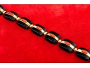 18k Yellow Gold Beautiful Chunky Square Black Onyx Pillow Link And Coral Set Necklace