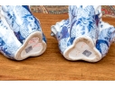 Pair Of Decorative Chinese Porcelain Trefoil Partitioned Vases