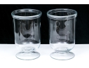 A Substantial Pair Of Simon Pearce Style Footed Glass Hurricanes