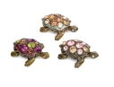 Group Of Three Jay Strongwater Tiny Turtle Form Boxes Set With Stones 