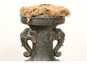 Pair Of Bronze Twin Handled Vases With Topiaries