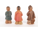 Set Of Three Hand-Carved Asian Wooden Figures