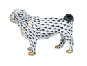 Herend Hungary Hand-Painted Porcelain Pug Figure – Black Fishnet Pattern