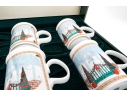Gucci Vintage Set Of Six Bone China Christmas Themed Mugs, Boxed