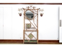 Antique 19th C. Bamboo And Hand-painted Tile Hall Tree