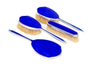 Four Piece English Sterling And Guilloche Enameled Vanity Set