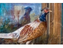 Oil On Canvas Painting Depicting A Man And Pheasant